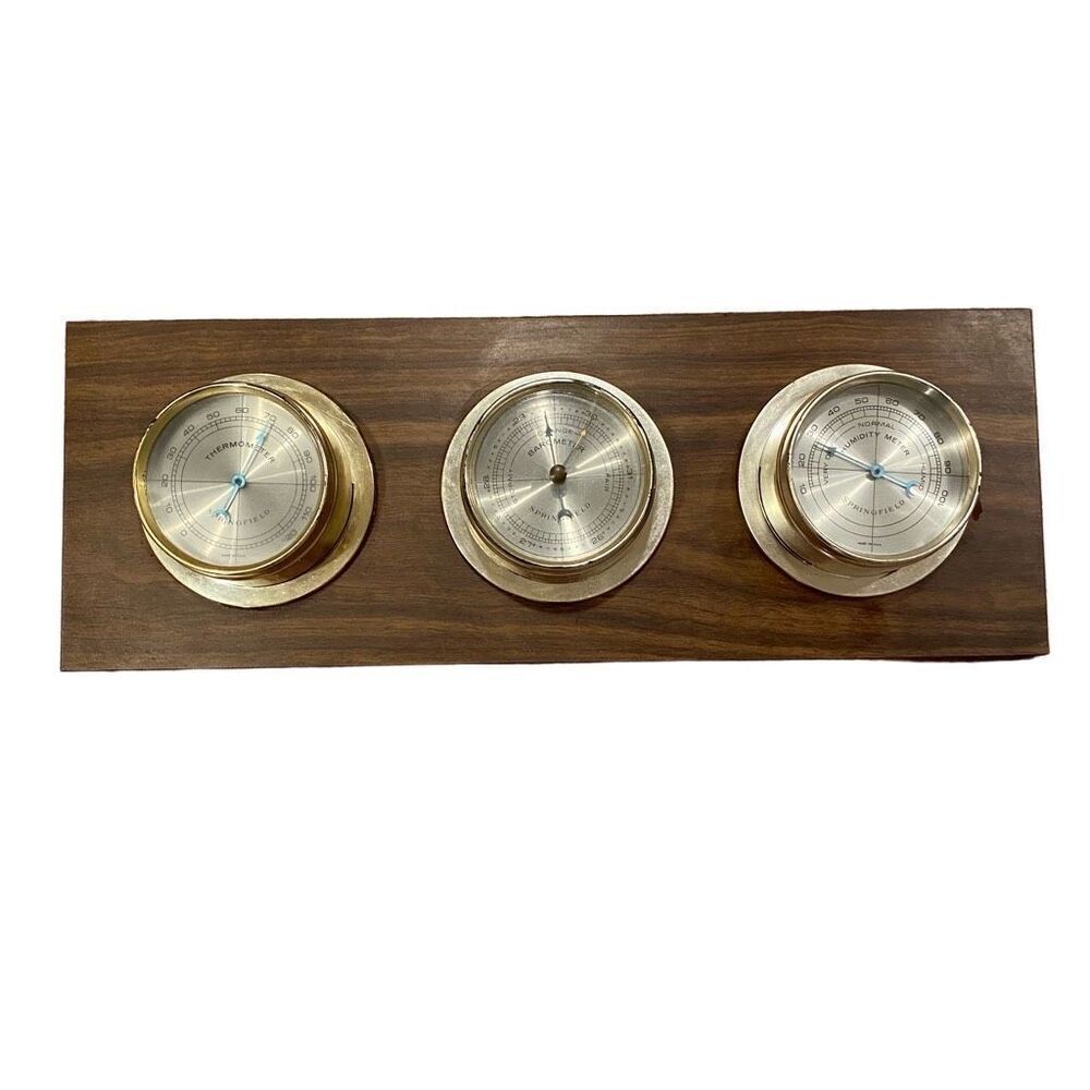 Vintage Springfield Weather Instrument Panel Barometer Temperature Humidity Wall